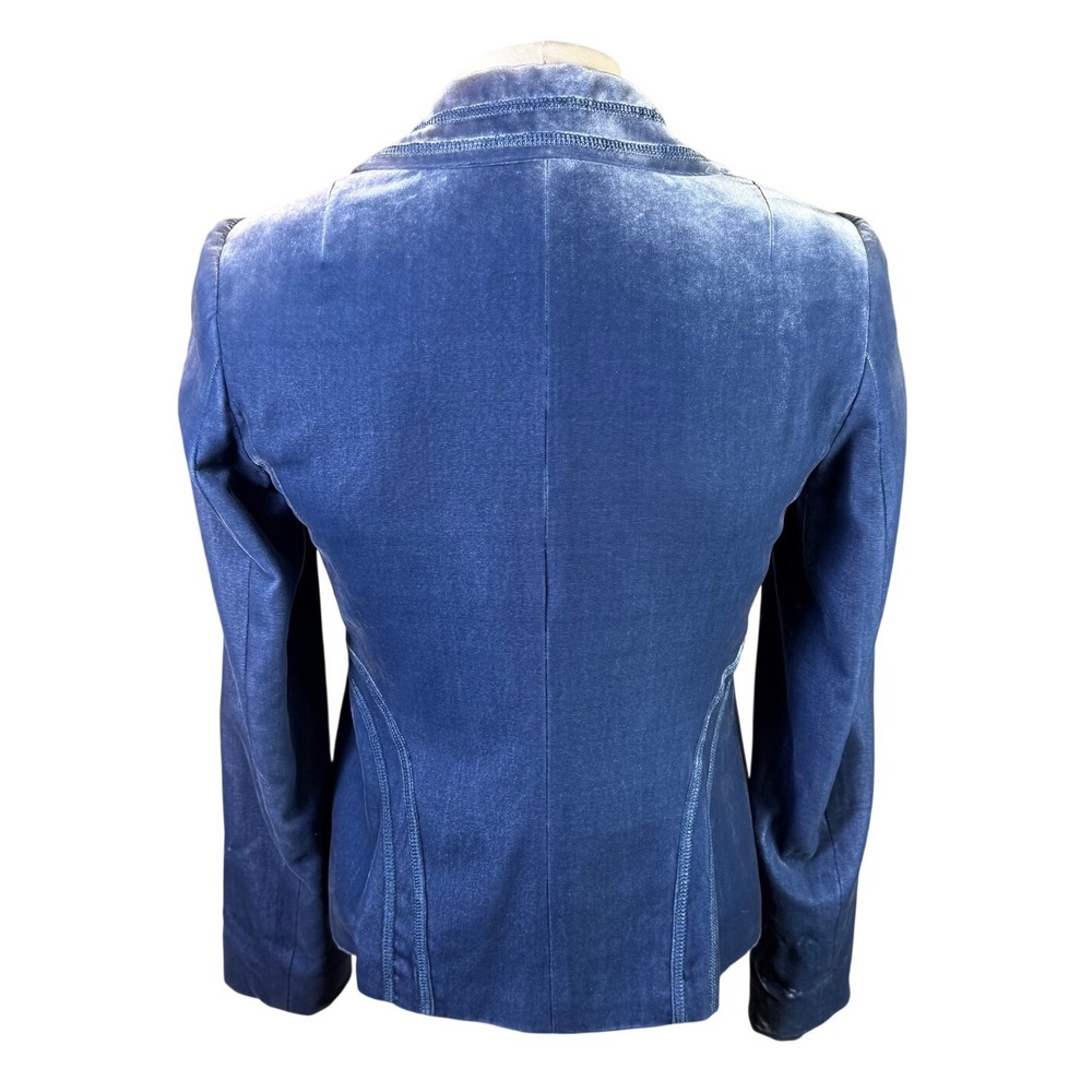 Laundry by Shelli Segal Blue Silk Blend Velvet Blazer Jacket Size 8 J5619 - Picture 2 of 11
